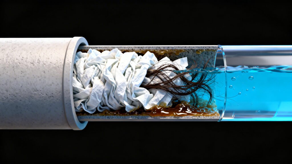 სველი ხელსახოცი მილში საცობი