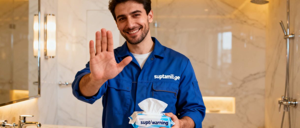 სანტექნიკოსის გაფრთხილება სველ ხელსახოცებზე